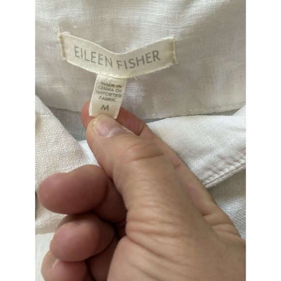 Eileen Fisher Linen Pants Straight White Medium Preppy Coastal Beachy Lagenlook - Picture 4 of 8